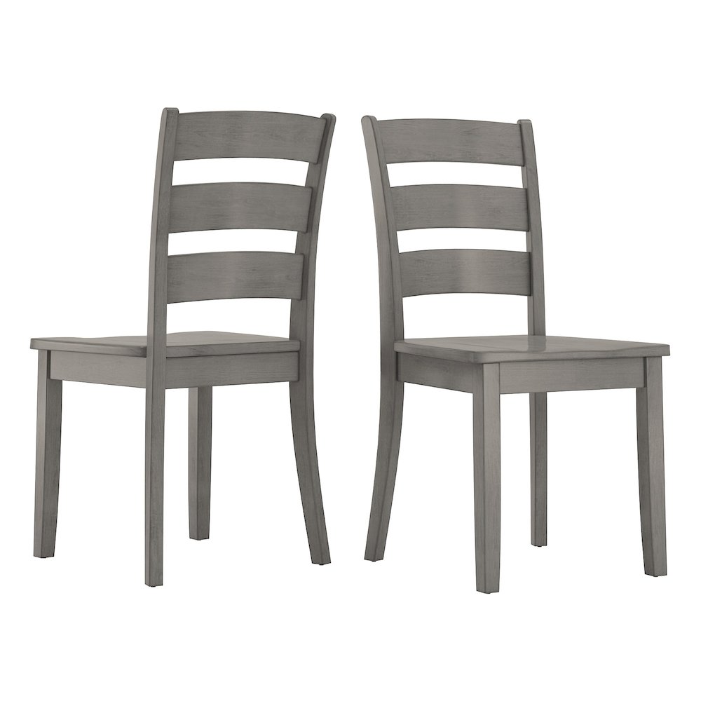 Set of 2, Antique Grey Finish Ladder Back Side Chair. Picture 5