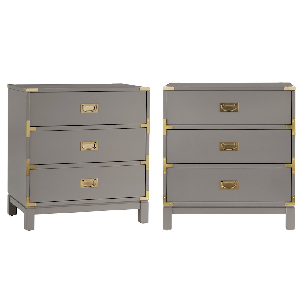 Frost Grey Finish Nightstand With 3 Drawers. Picture 2