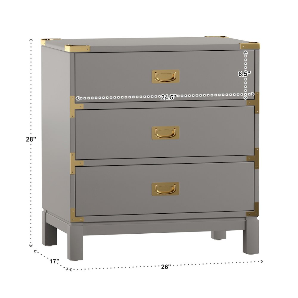 Frost Grey Finish Nightstand With 3 Drawers. Picture 3
