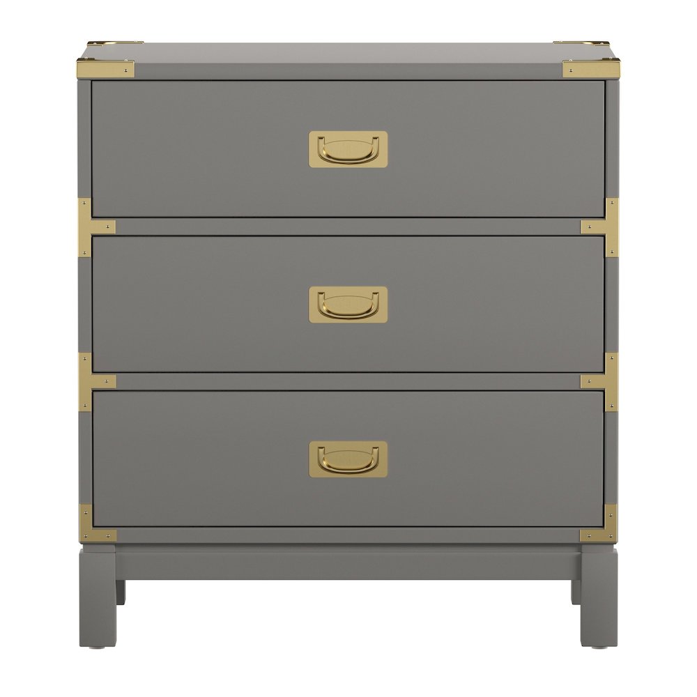 Frost Grey Finish Nightstand With 3 Drawers. Picture 4