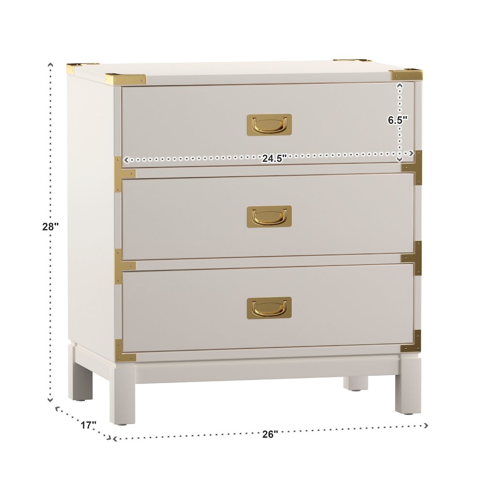 White Finish Nightstand With 3 Drawers. Picture 5