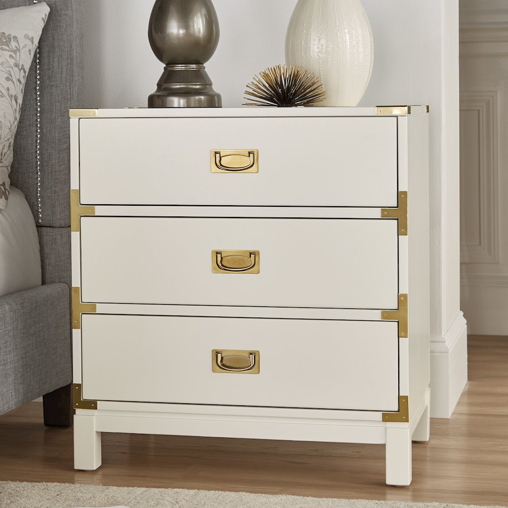 White Finish Nightstand With 3 Drawers. Picture 2