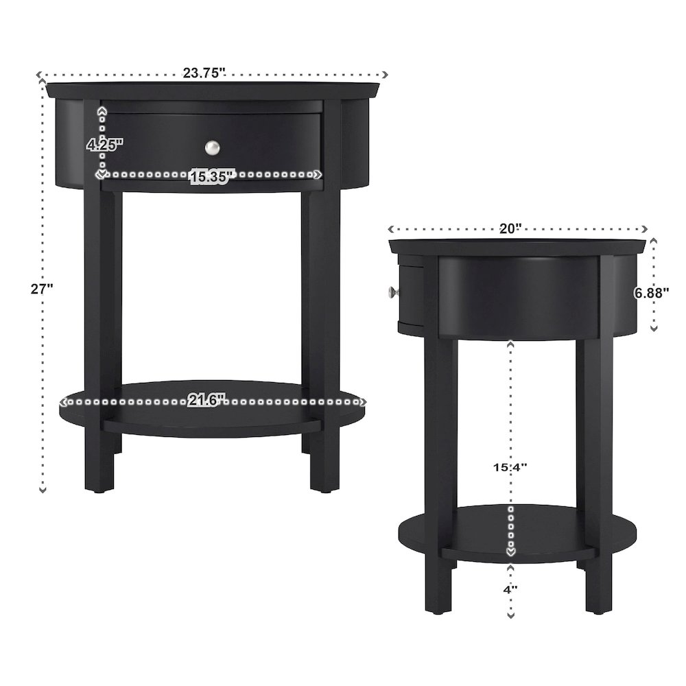 Vulcan Black Finish Oval Accent Table. Picture 2