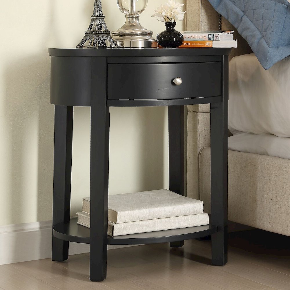 Vulcan Black Finish Oval Accent Table. Picture 1