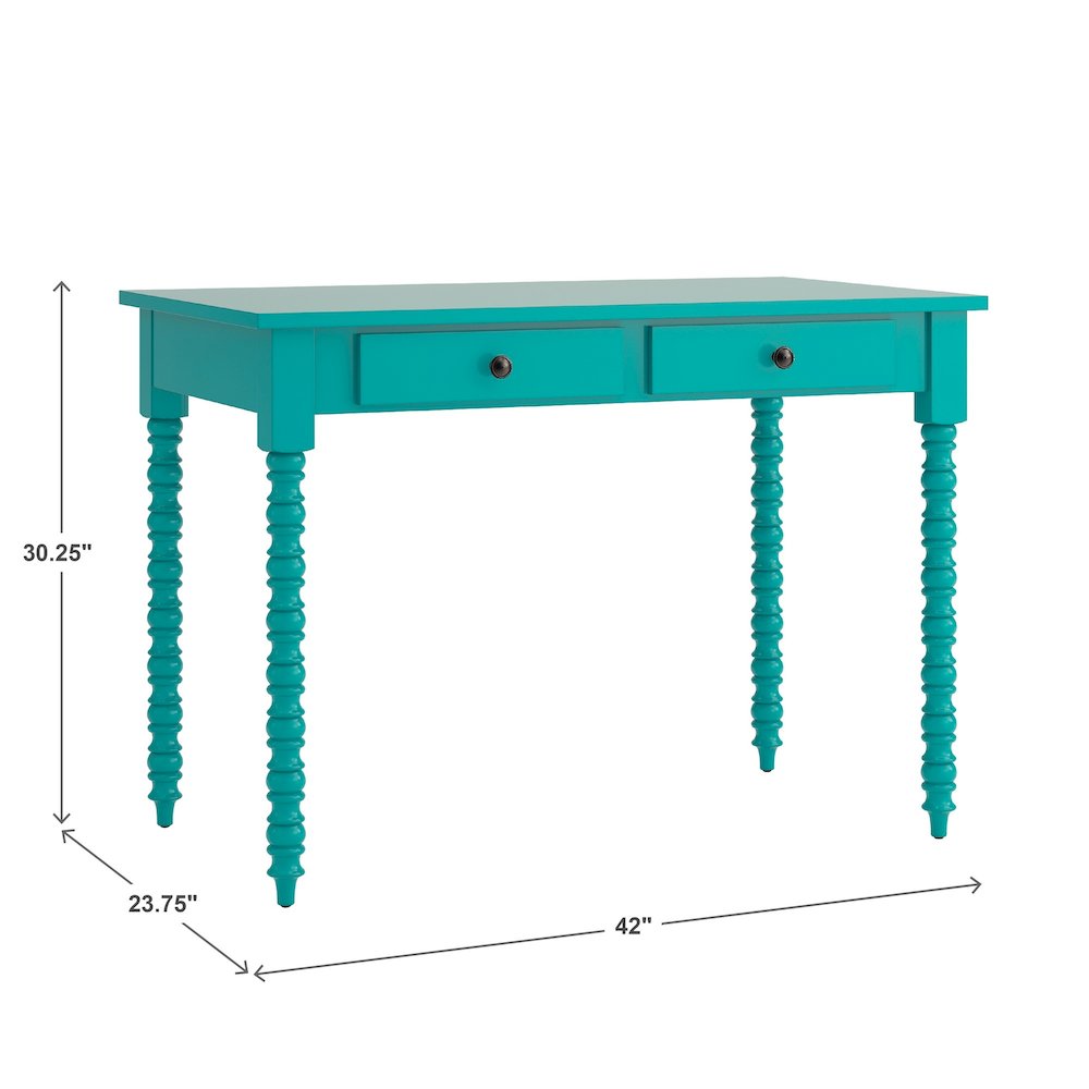 Marine Green Finish Writing Desk With Helix Legs. Picture 4