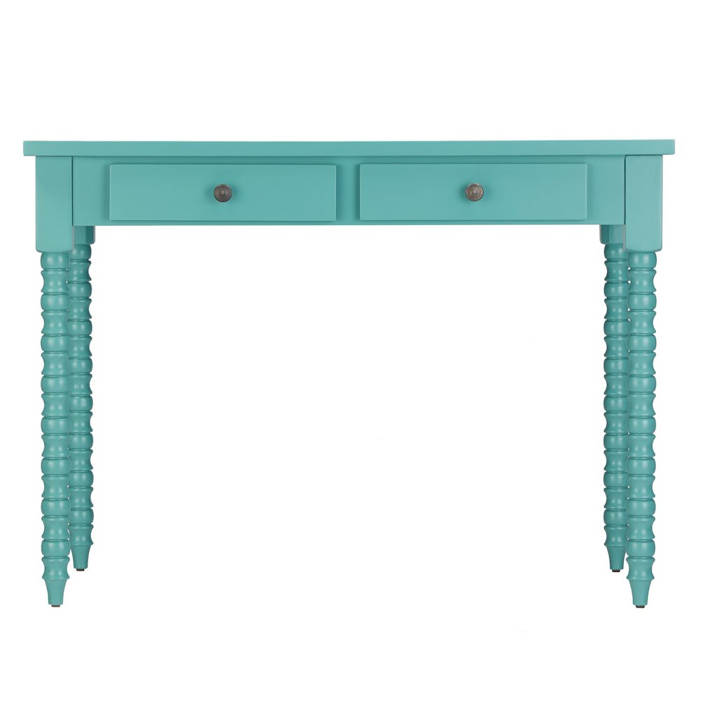 Marine Green Finish Writing Desk With Helix Legs. Picture 5