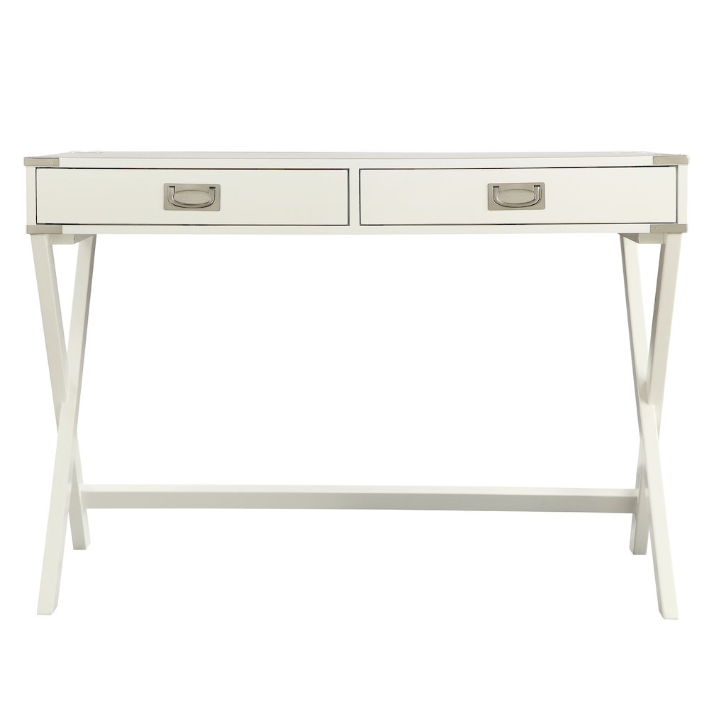 White Finish X-Base Box Desk. Picture 1