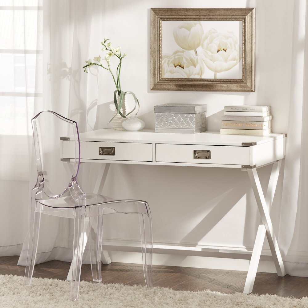 White Finish X-Base Box Desk. Picture 2