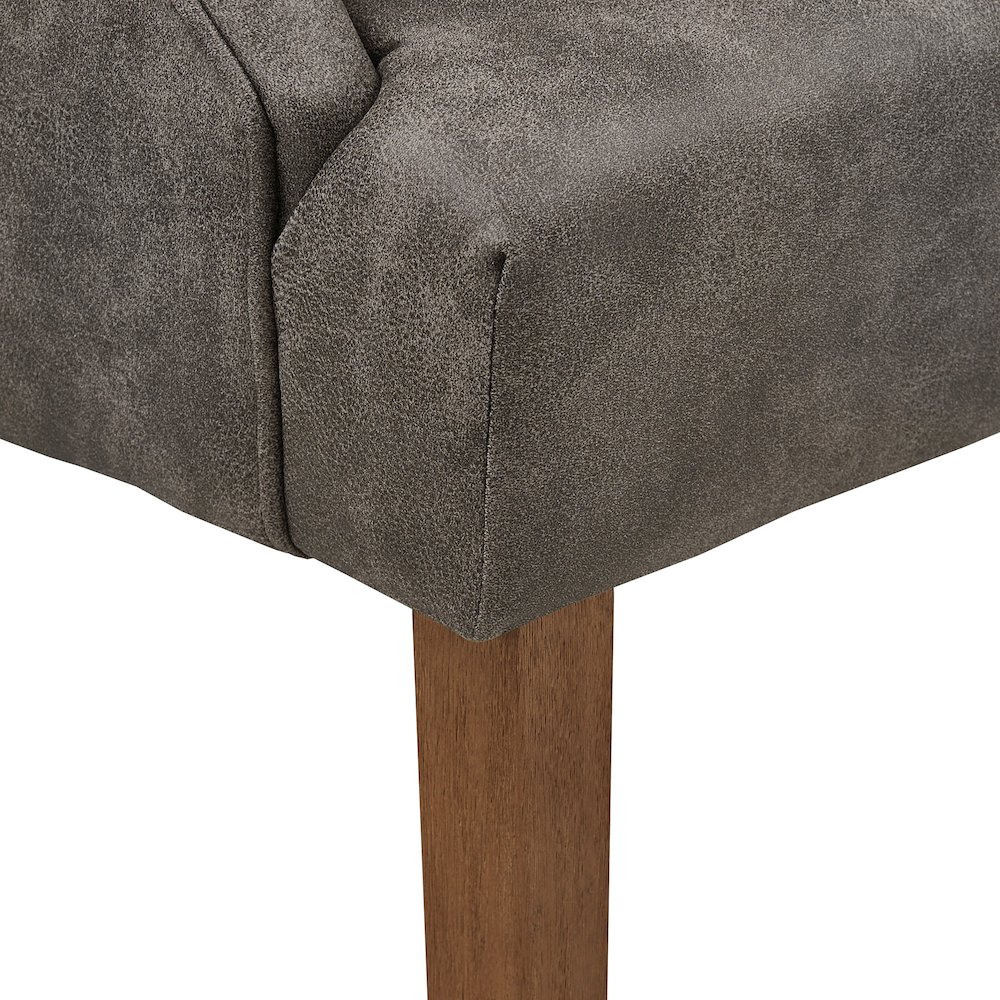 Light Distressed Natural Finish Grey Polished Microfiber Tufted Dining Chair. Picture 3
