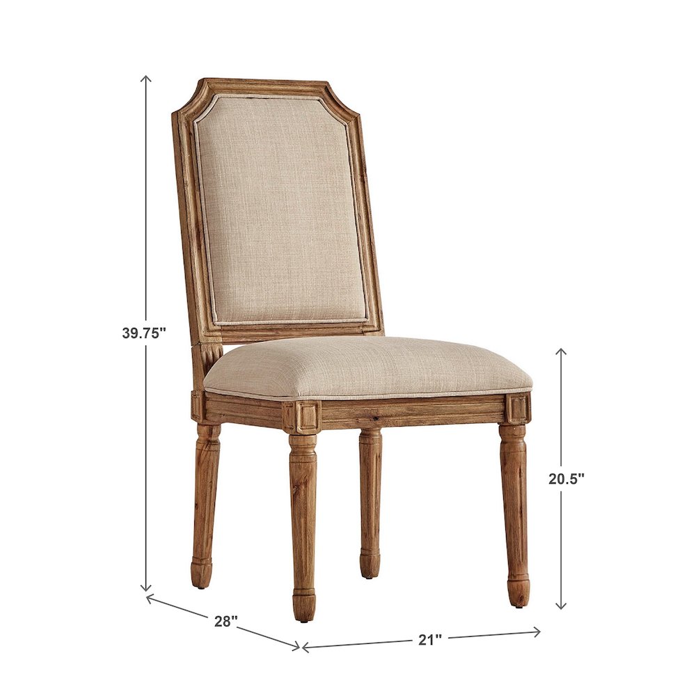 Set of 2, Beige Linen Dining Chair. Picture 4