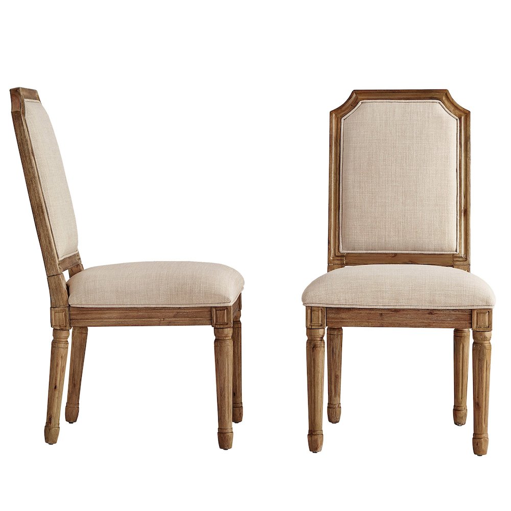 Set of 2, Beige Linen Dining Chair. Picture 5