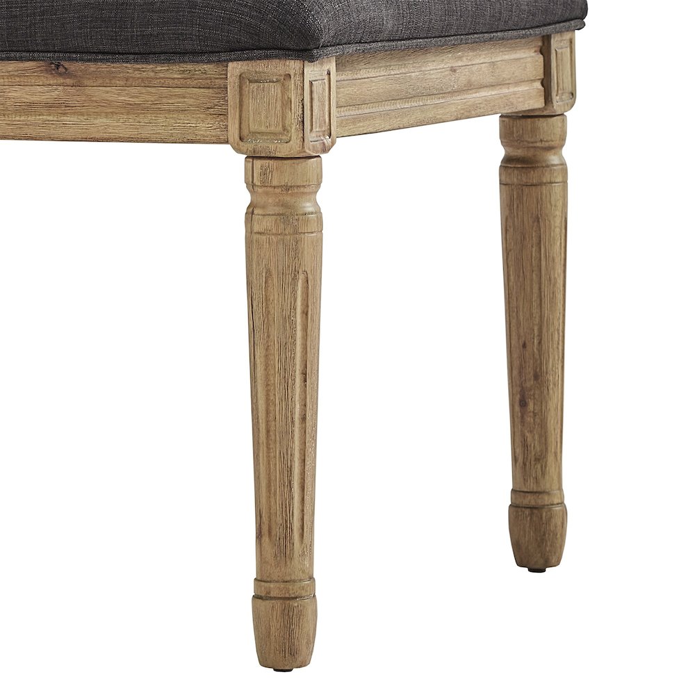 Set of 2, Dark Grey Linen Dining Chair. Picture 3