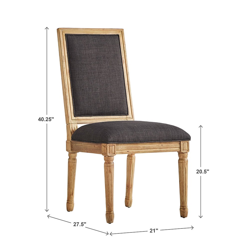 Set of 2, Dark Grey Linen Dining Chair. Picture 4