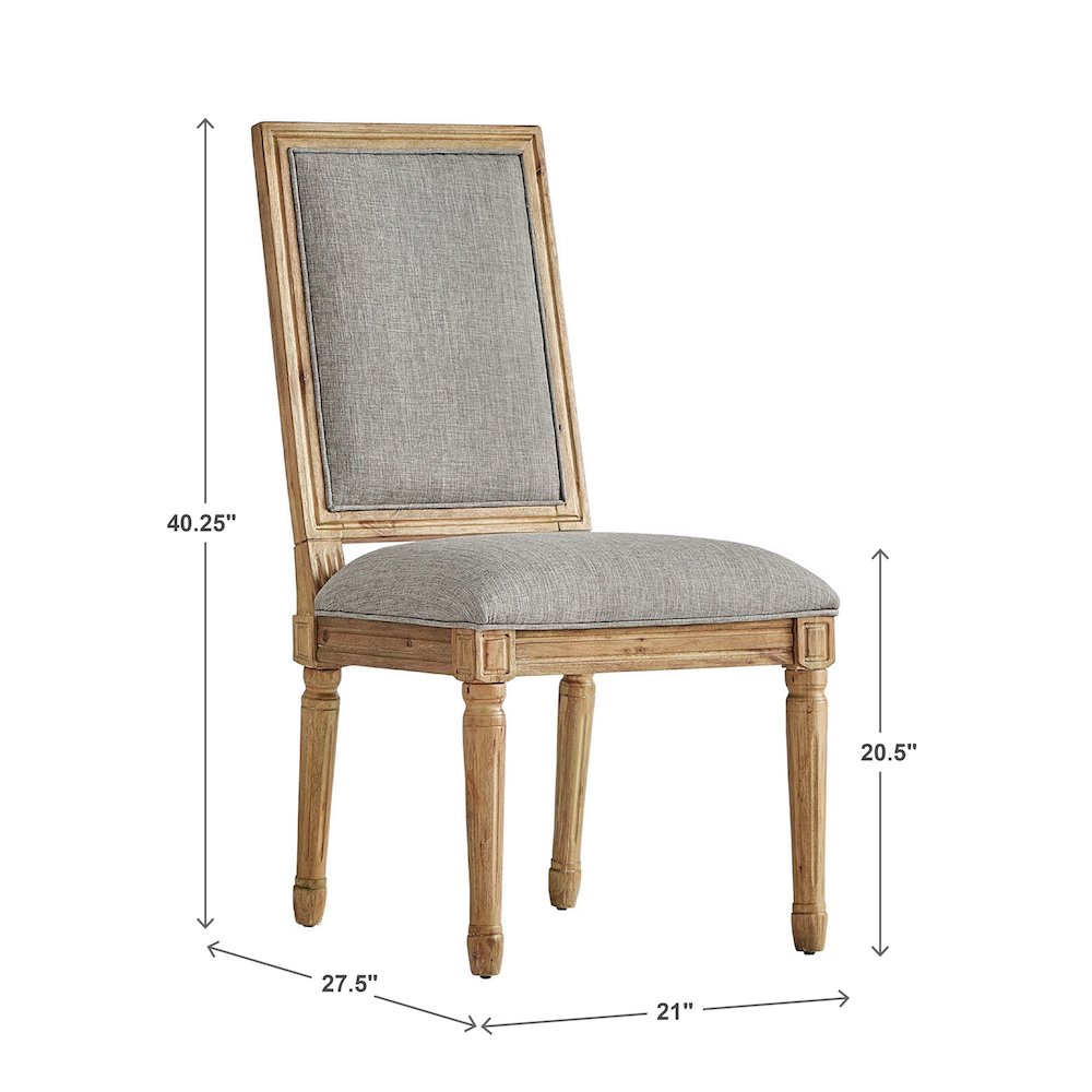 Set of 2, Grey Linen Dining Chair. Picture 4
