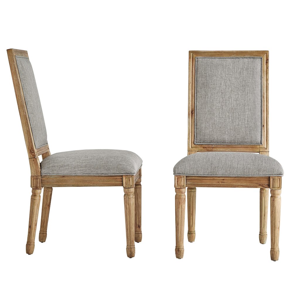 Set of 2, Grey Linen Dining Chair. Picture 5