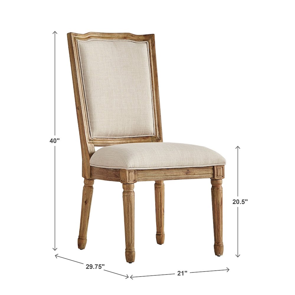 Set of 2, Beige Linen Dining Chair. Picture 3