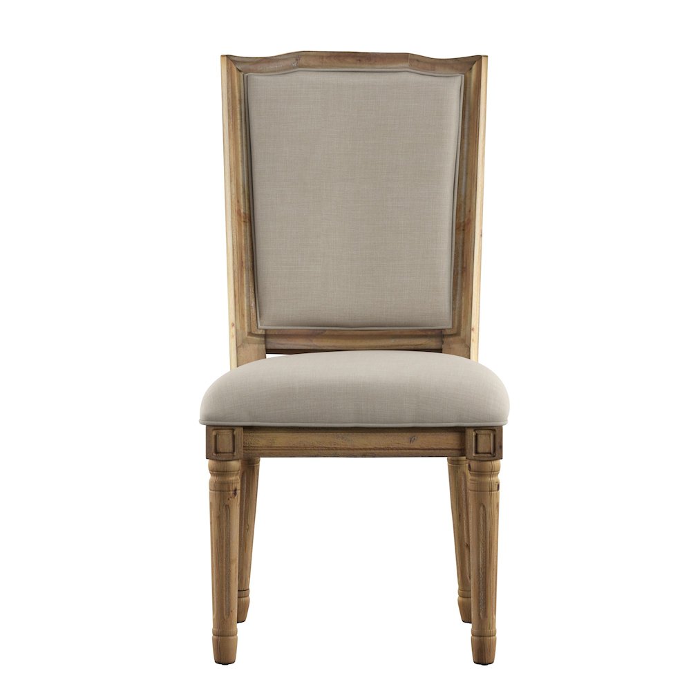 Set of 2, Beige Linen Dining Chair. Picture 4