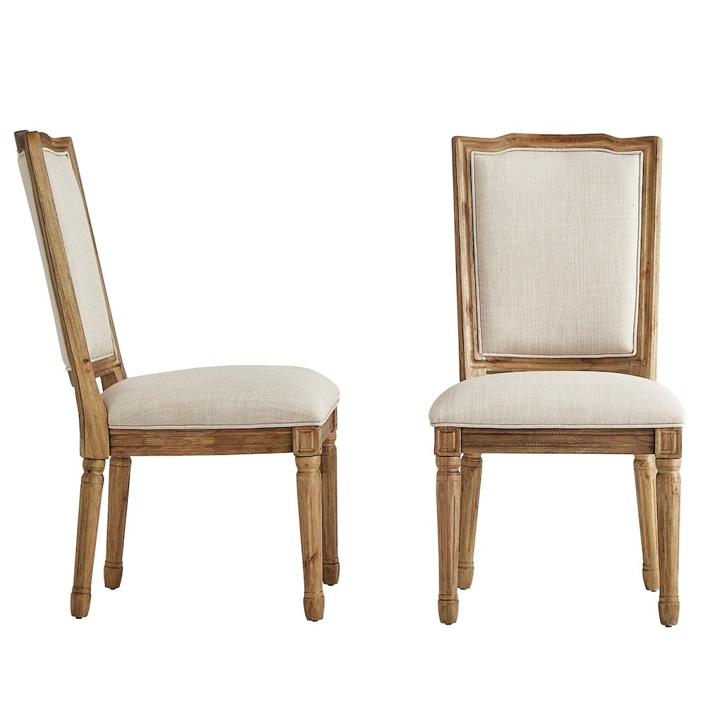 Set of 2, Beige Linen Dining Chair. Picture 7