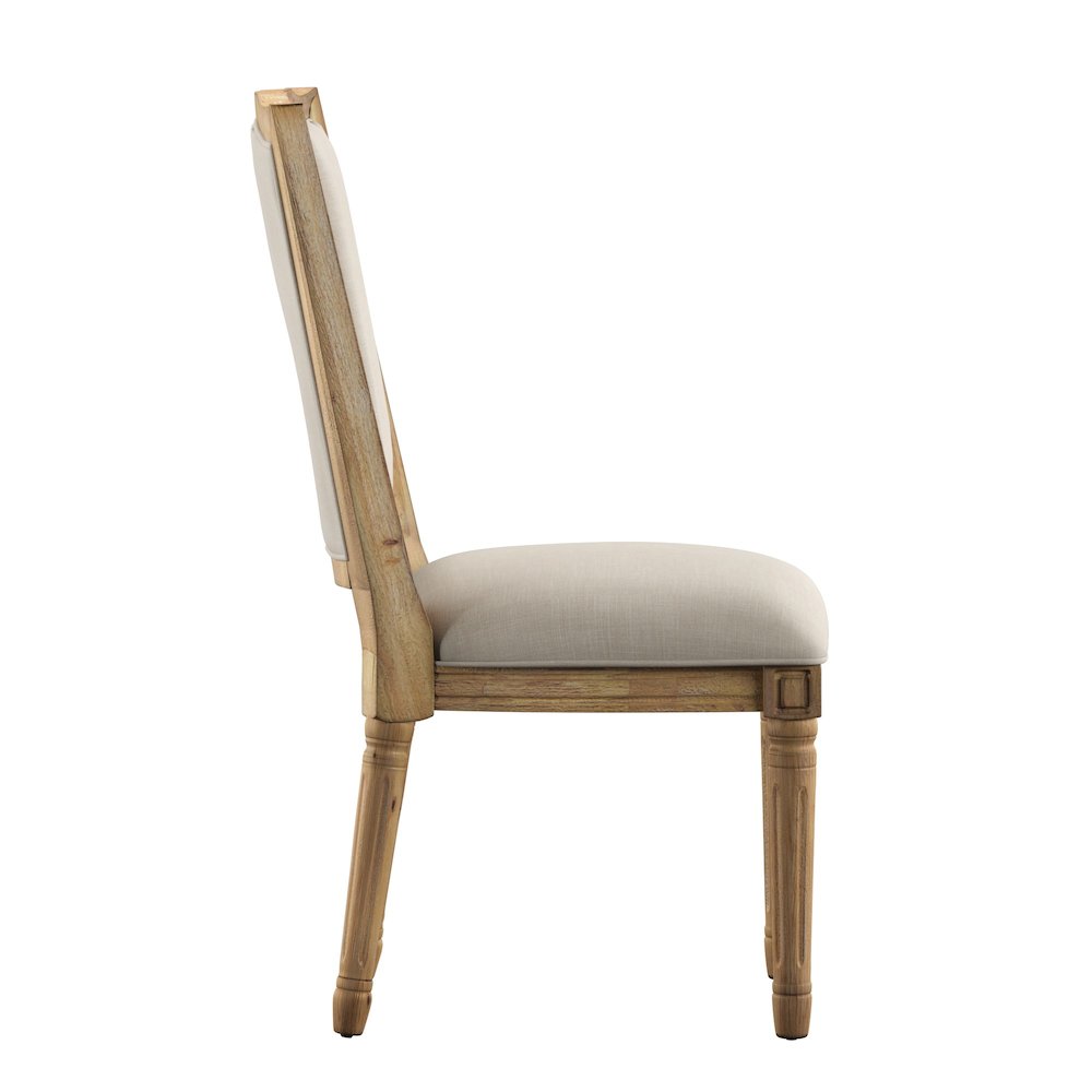 Set of 2, Beige Linen Dining Chair. Picture 6