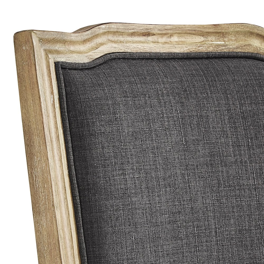 Set of 2, Dark Grey Linen Dining Chair. Picture 3