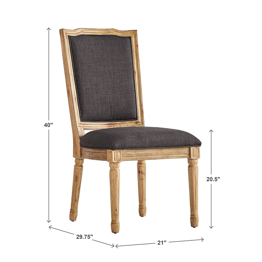 Set of 2, Dark Grey Linen Dining Chair. Picture 4