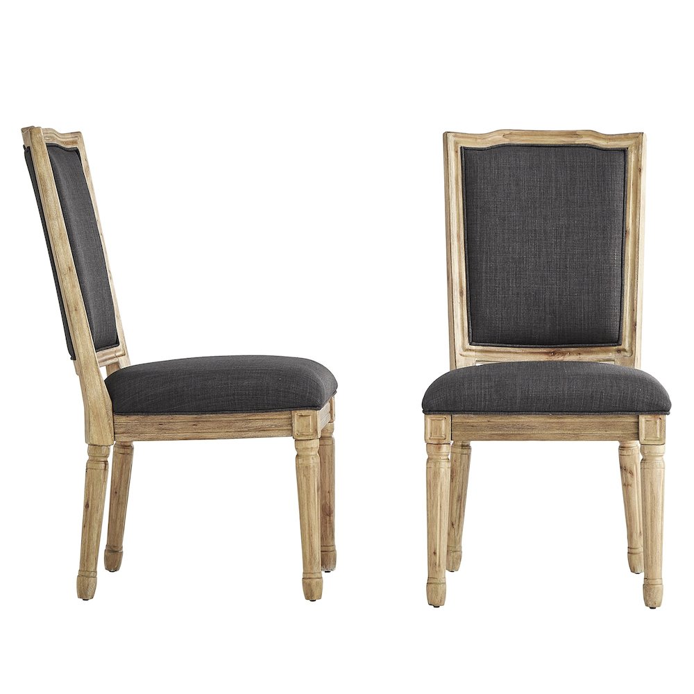 Set of 2, Dark Grey Linen Dining Chair. Picture 8