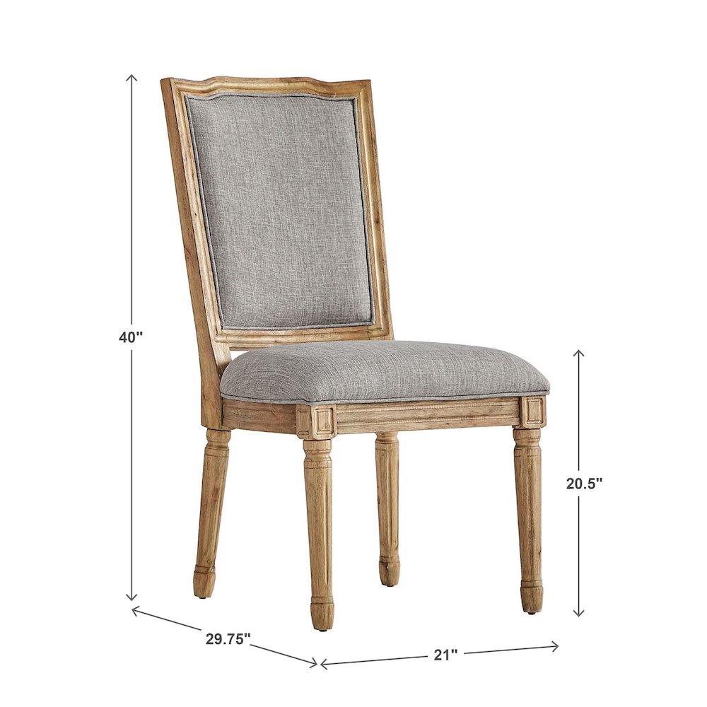 Set of 2, Grey Linen Dining Chair. Picture 4