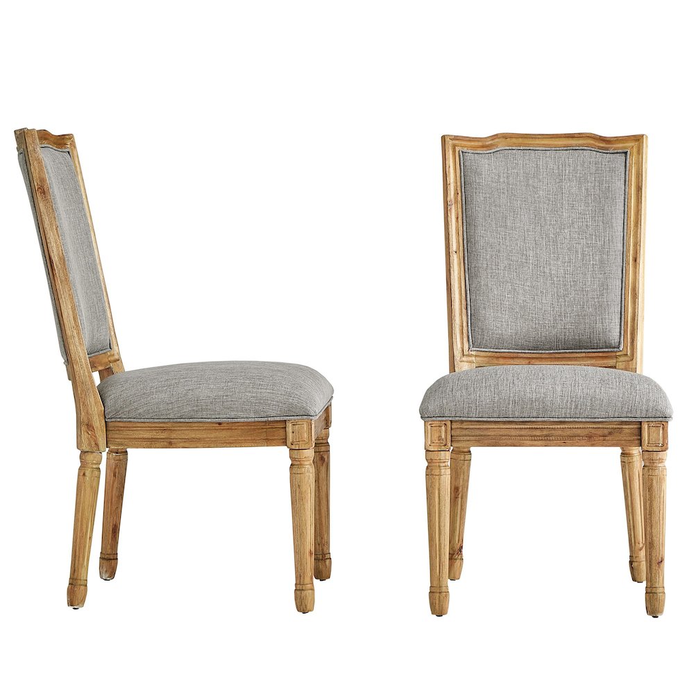Set of 2, Grey Linen Dining Chair. Picture 8