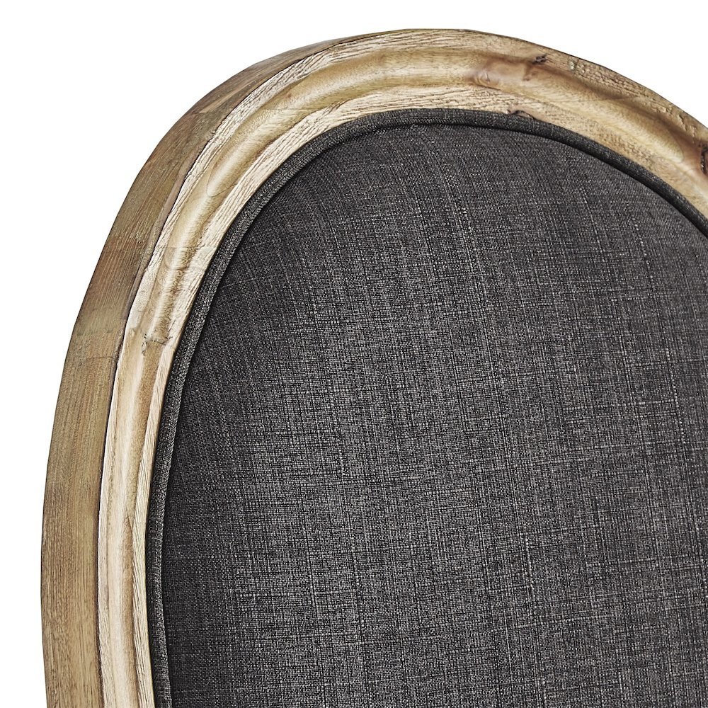 Set of 2, Dark Grey Linen Round Back Dining Chair. Picture 3