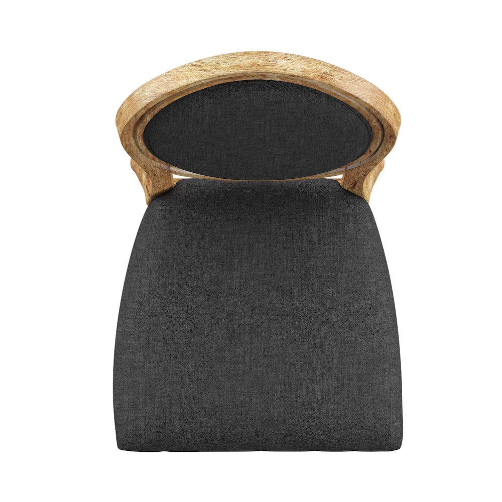 Set of 2, Dark Grey Linen Round Back Dining Chair. Picture 5