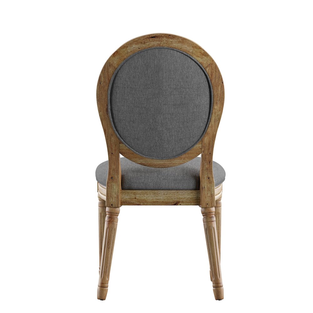 Set of 2, Grey Linen Round Back Dining Chair. Picture 6