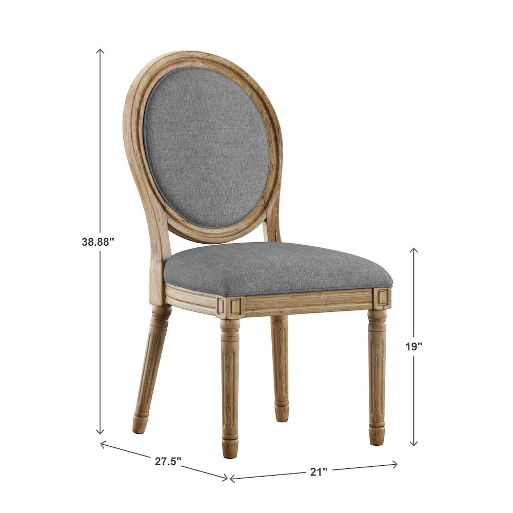 Set of 2, Grey Linen Round Back Dining Chair. Picture 4