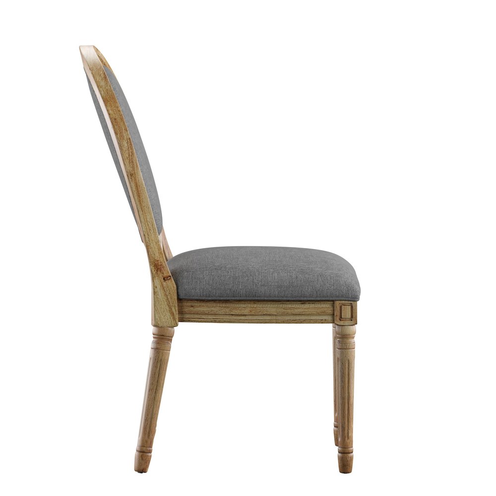 Set of 2, Grey Linen Round Back Dining Chair. Picture 7
