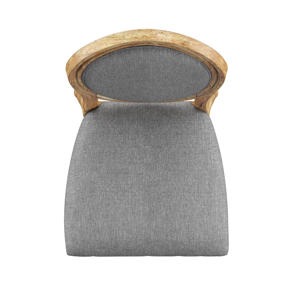 Set of 2, Grey Linen Round Back Dining Chair. Picture 5