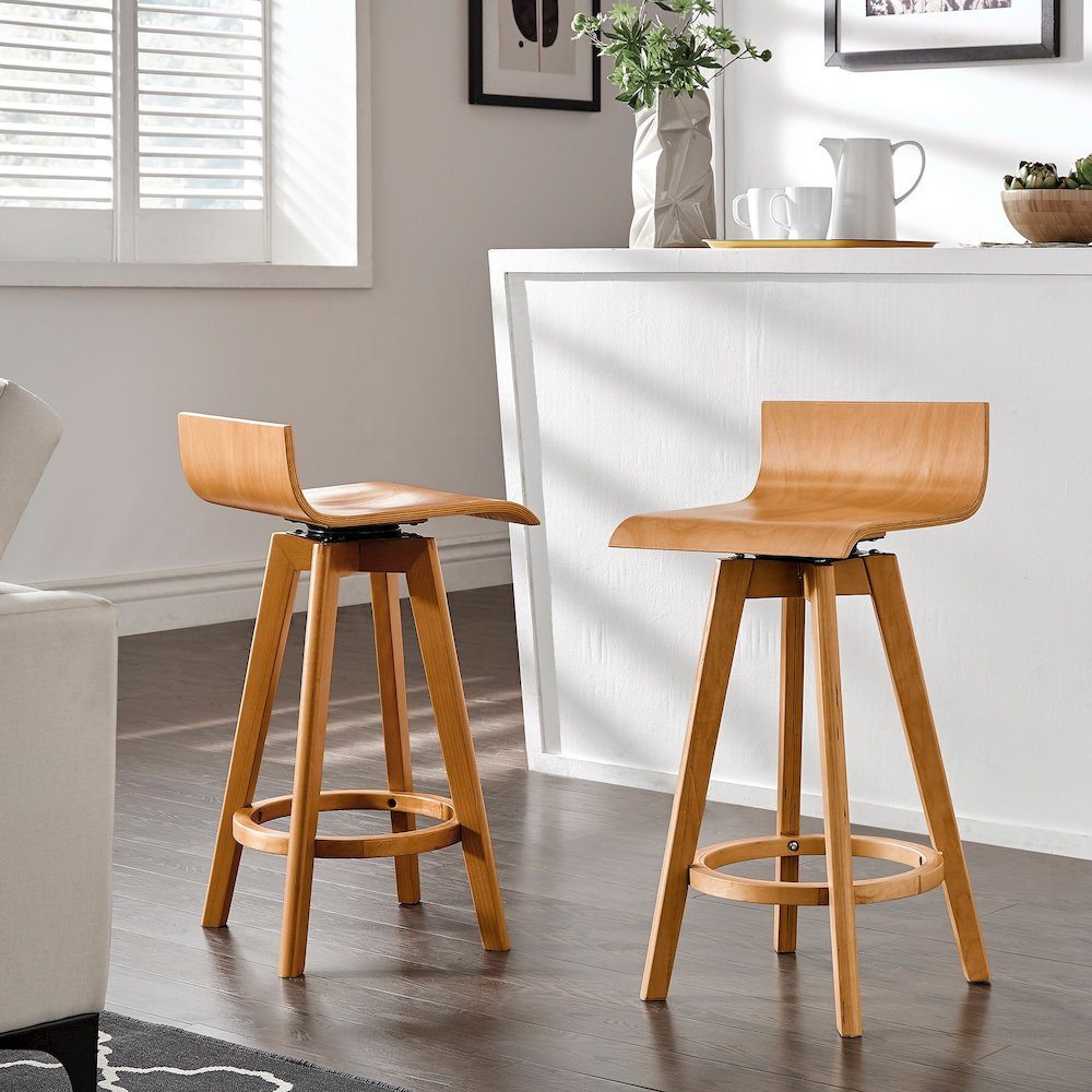Set of 2, Nature Finish Counter Height Chair. Picture 2