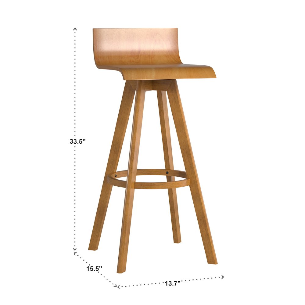 Set of 2, Nature Finish Bar Height Chair. Picture 4