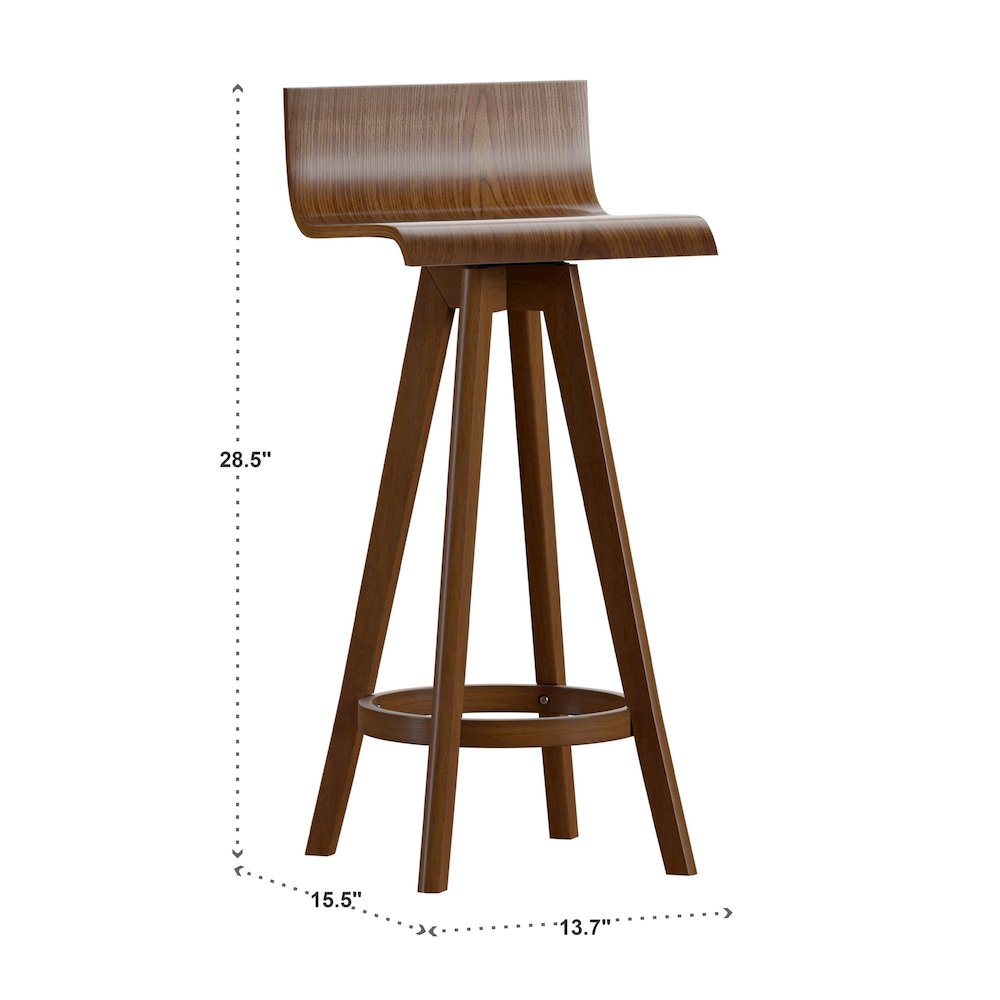 Set of 2, Walnut Finish Counter Height Chair. Picture 2