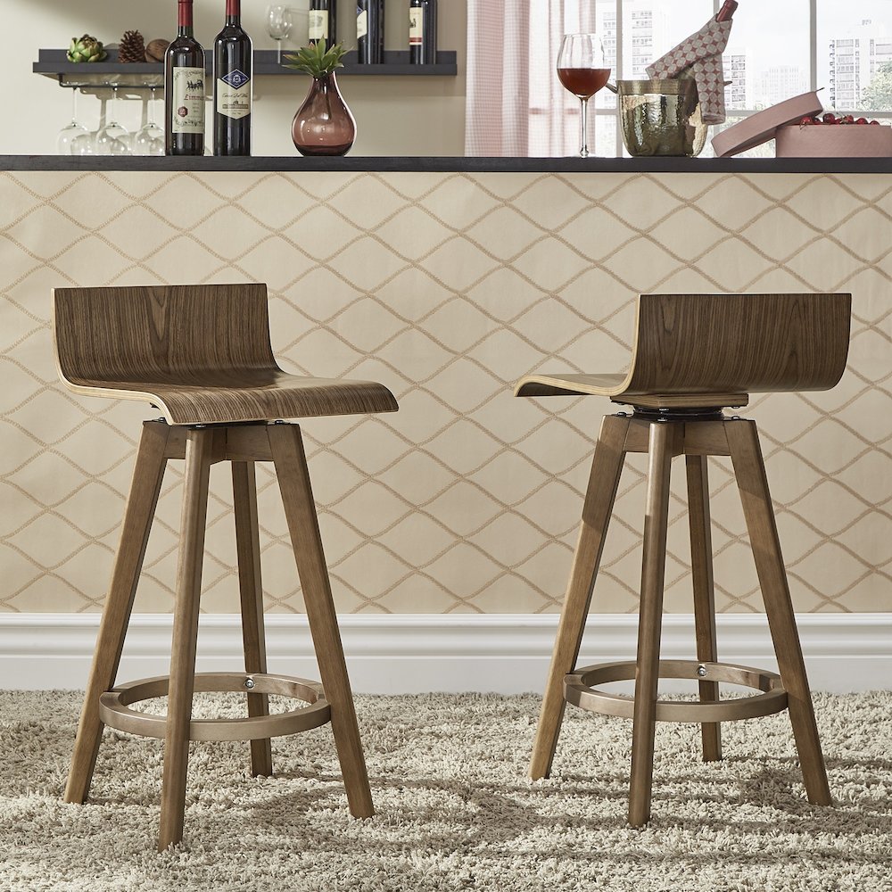 Set of 2, Walnut Finish Counter Height Chair. Picture 1