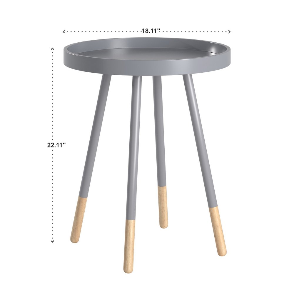 Frost Grey Finish Round Tray End Table. Picture 3
