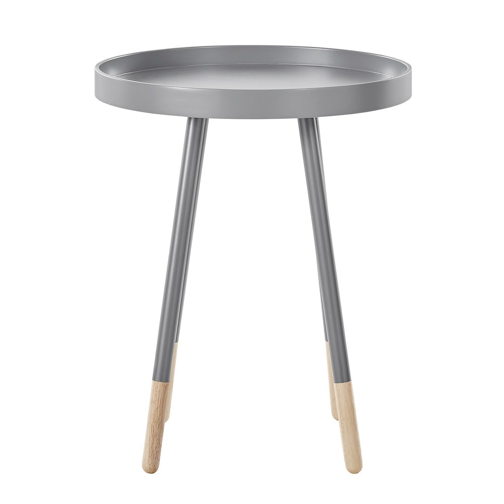 Frost Grey Finish Round Tray End Table. Picture 4