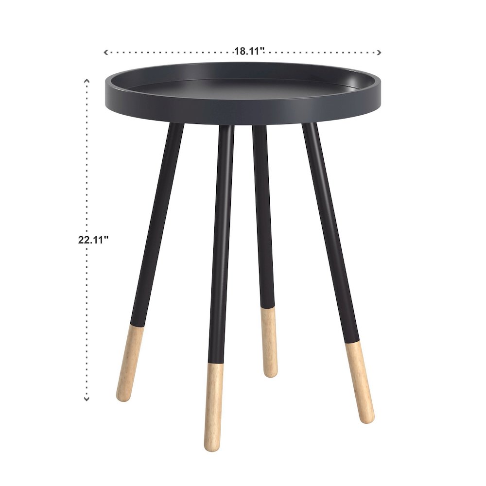 Black Finish Round Tray End Table. Picture 2