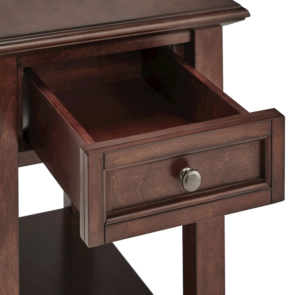 Espresso Finish End Table With Power Outlet. Picture 4