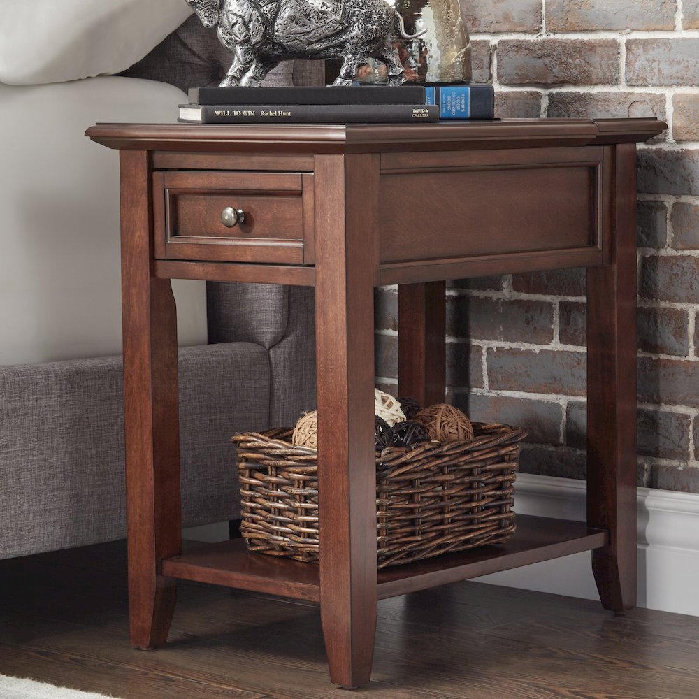 Espresso Finish End Table With Power Outlet. Picture 2