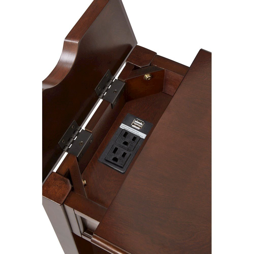 Espresso Finish End Table With Power Outlet. Picture 6