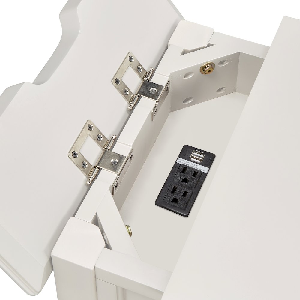 White Finish End Table With Power Outlet. Picture 6