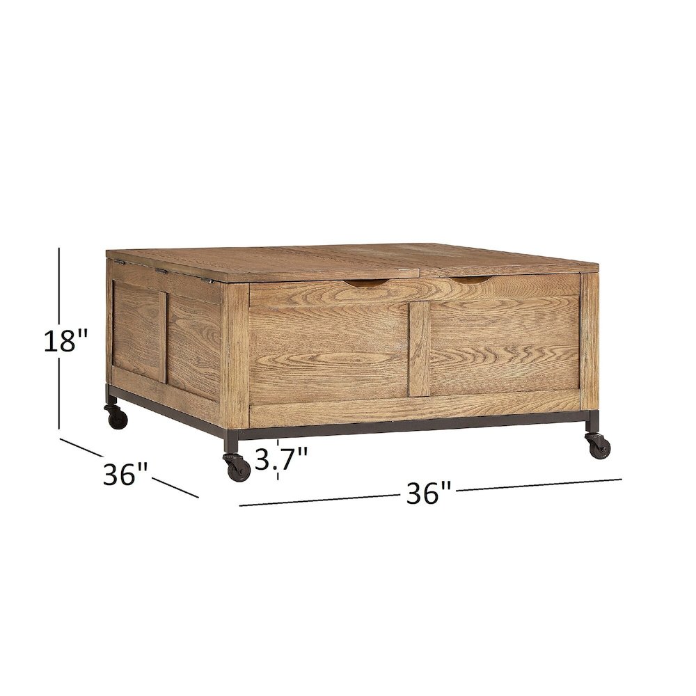 Trunk Square Coffee Table With Iron Casters. Picture 5