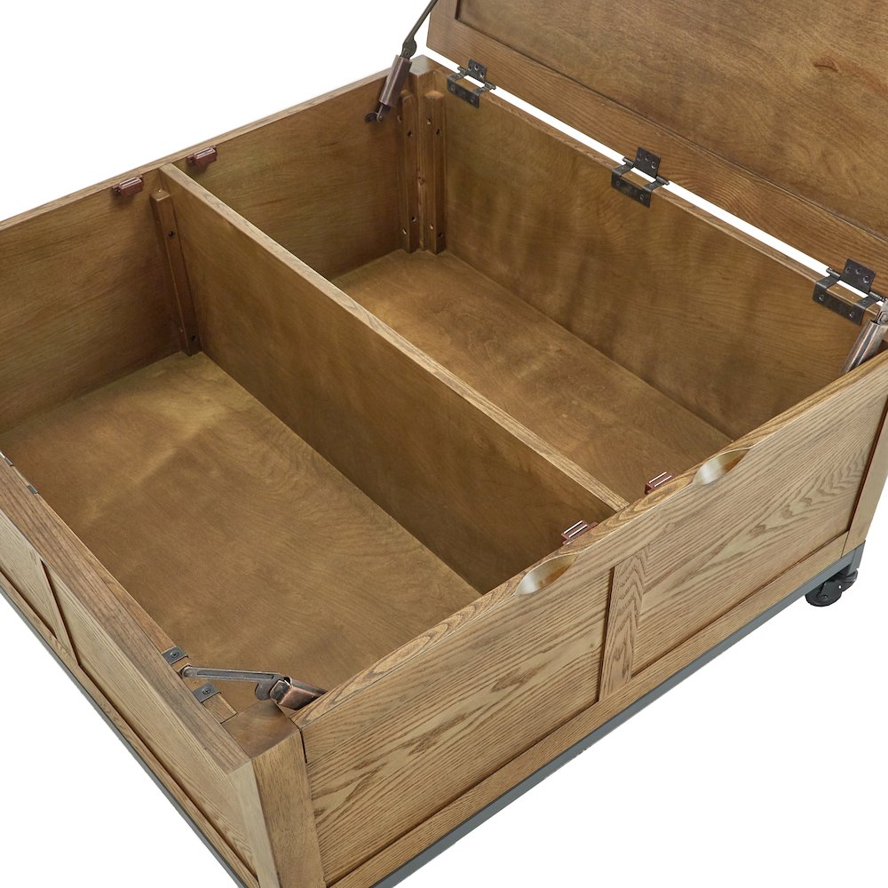 Trunk Square Coffee Table With Iron Casters. Picture 7