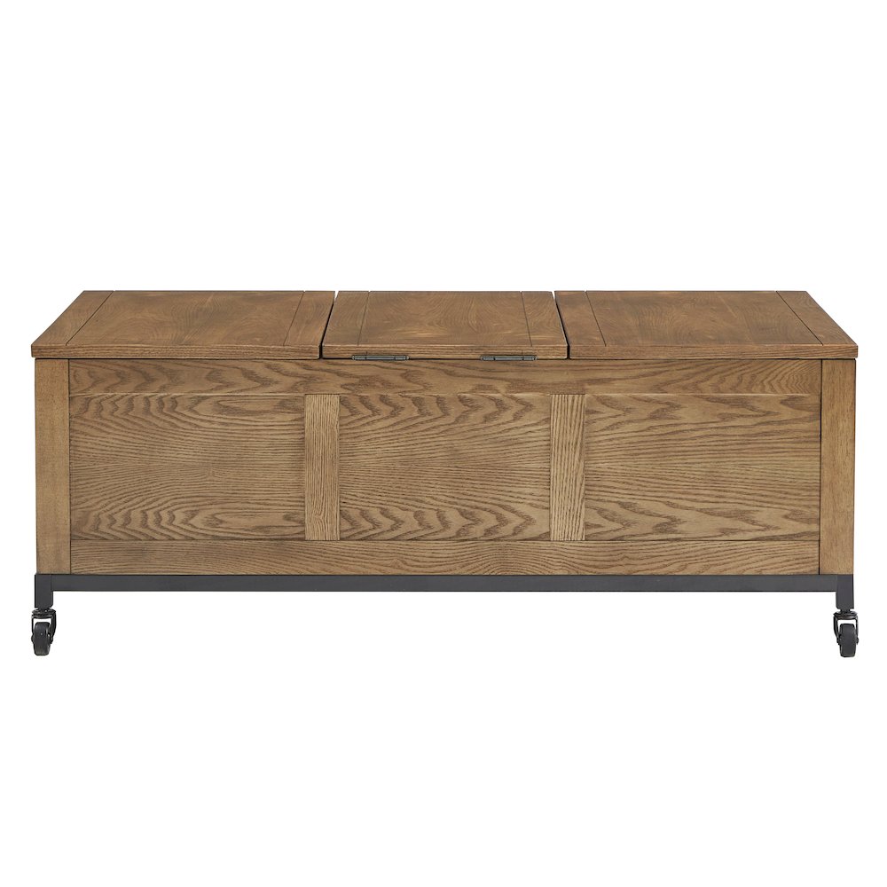 Trunk Rectangular Coffee Table With 1 Tray & Iron Casters. Picture 5