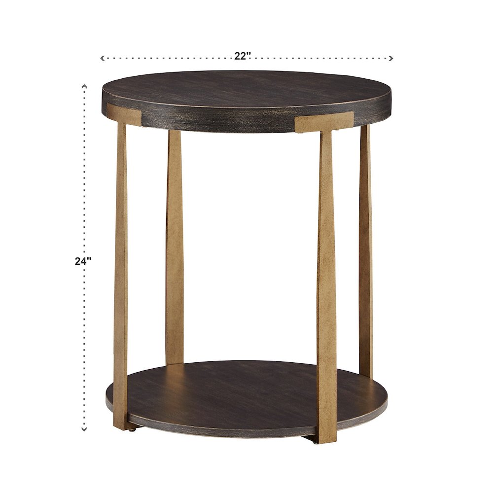 Espresso Finish Antique Brass T-Brace End Table. Picture 4