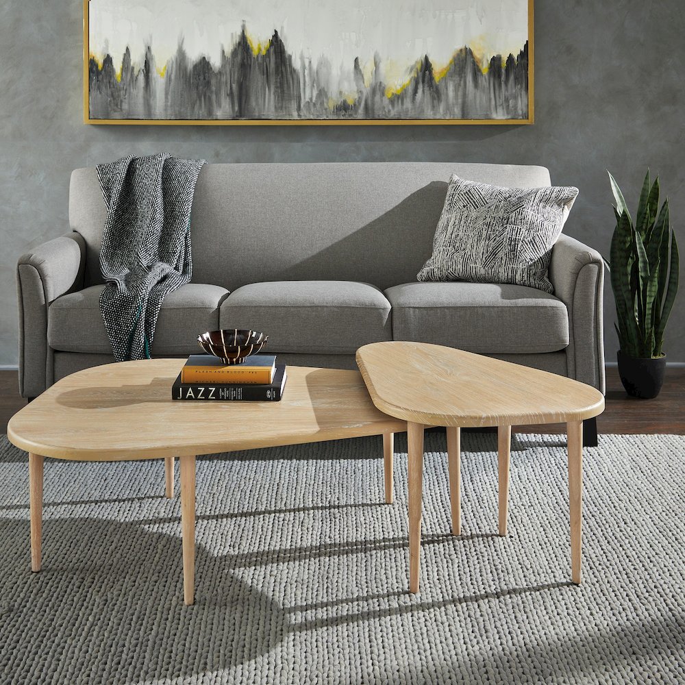 Natural Finish Nesting Coffee Table. Picture 1